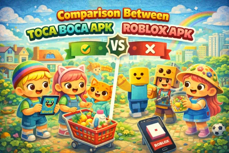 Comparison-Between-Toca Boca APK and Roblox APK featured image
