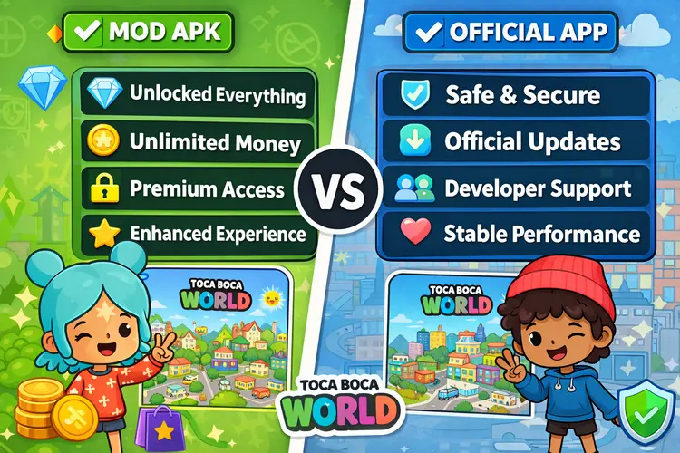 Toca Boca Mod APK vs Official App